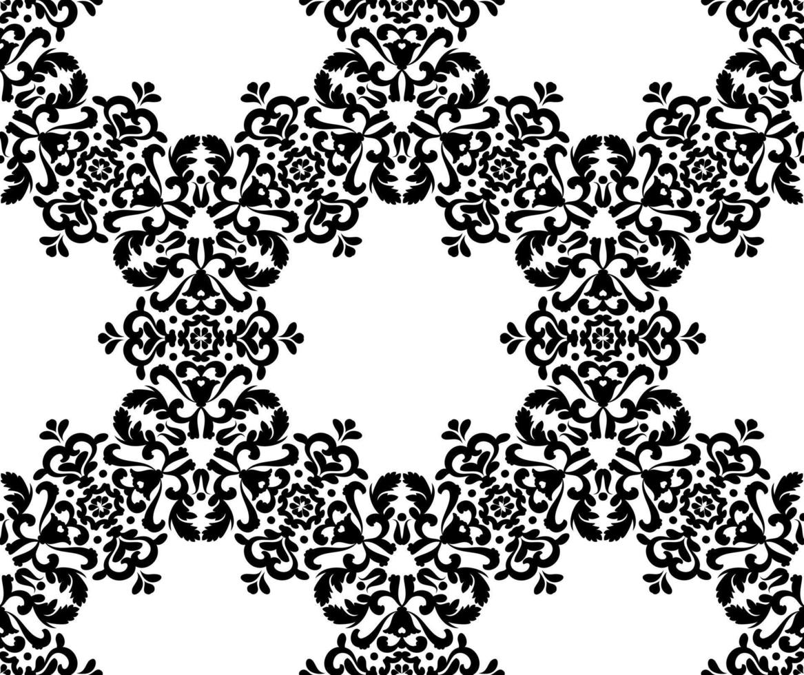 Black in damask style on white background. Nature background vector. Old vintage vector pattern. Vector seamless pattern. Background, wallpaper, wrapping paper. Vintage, retro design.