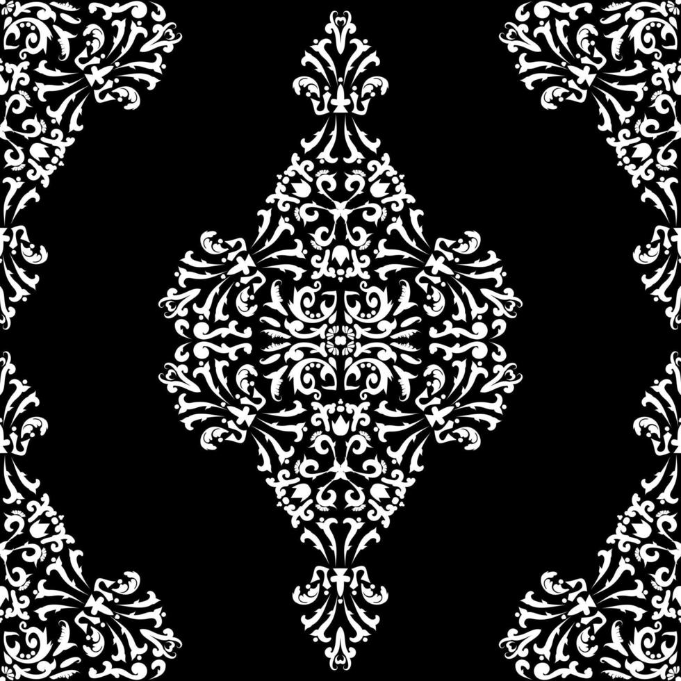 Rhombus Damask Seamless Vector Pattern. Black and White. Decorative texture. Mehndi patterns. For fabric, wallpaper, venetian pattern,textile, packaging.