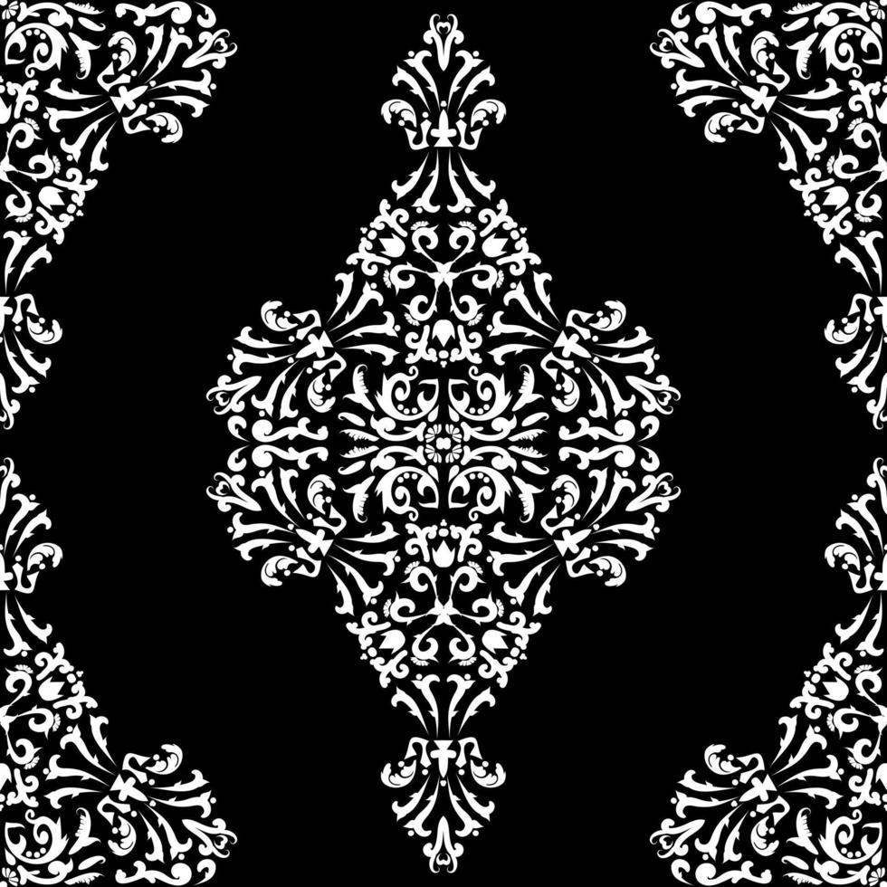Rhombus Damask Seamless Vector Pattern. Black and White. Decorative texture. Mehndi patterns. For fabric, wallpaper, venetian pattern,textile, packaging.