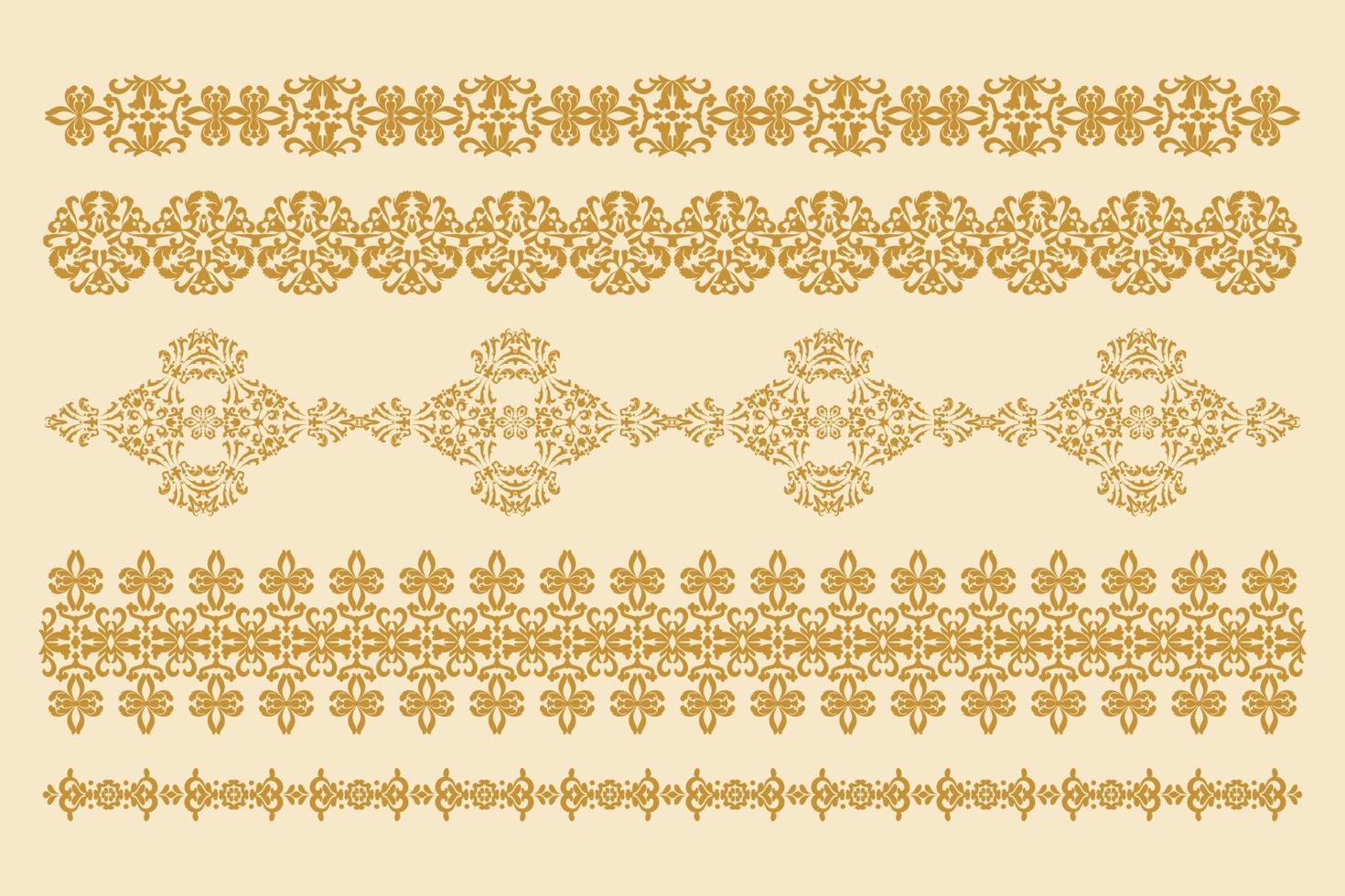 Vector decorative ornaments. Set of horizontal patterns. Vector design element. Computer graphics.