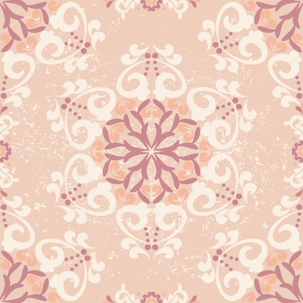 patrones sin fisuras florales. fondo con motivos geométricos de damasco. rosa, color beige. para tela, azulejo, papel pintado o embalaje. gráficos vectoriales vector