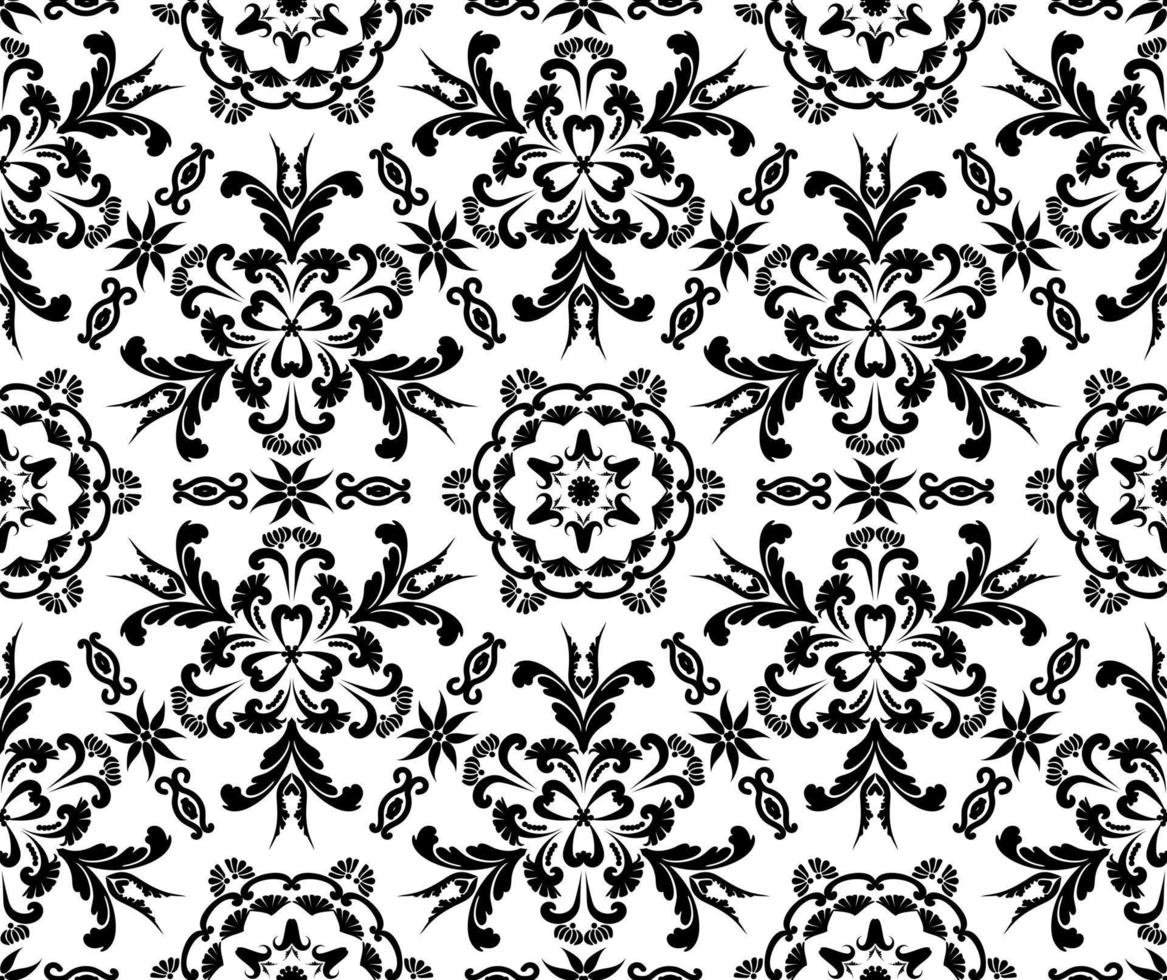 Seamless vintage pattern with vignettes and flowers. Rich Victorian ornament for textile, wallpaper, wrapping or scrapbooking. Damask seamless pattern. vector