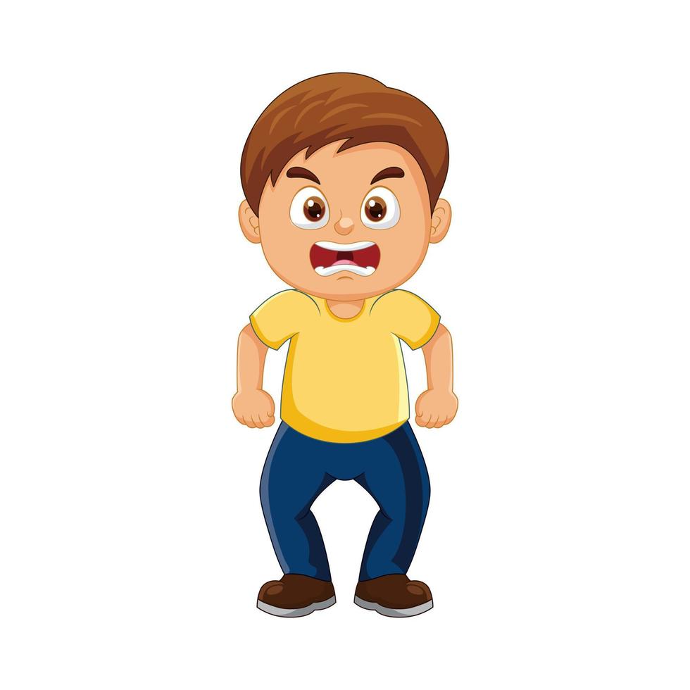 Vector cartoon angry little boy expression