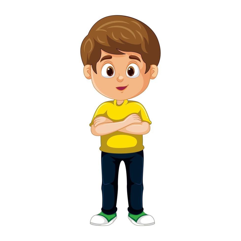 Vector cartoon little boy happy smiling