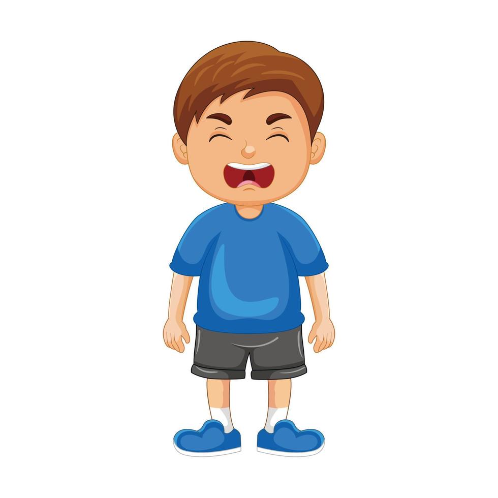 Vector cartoon little boy crying