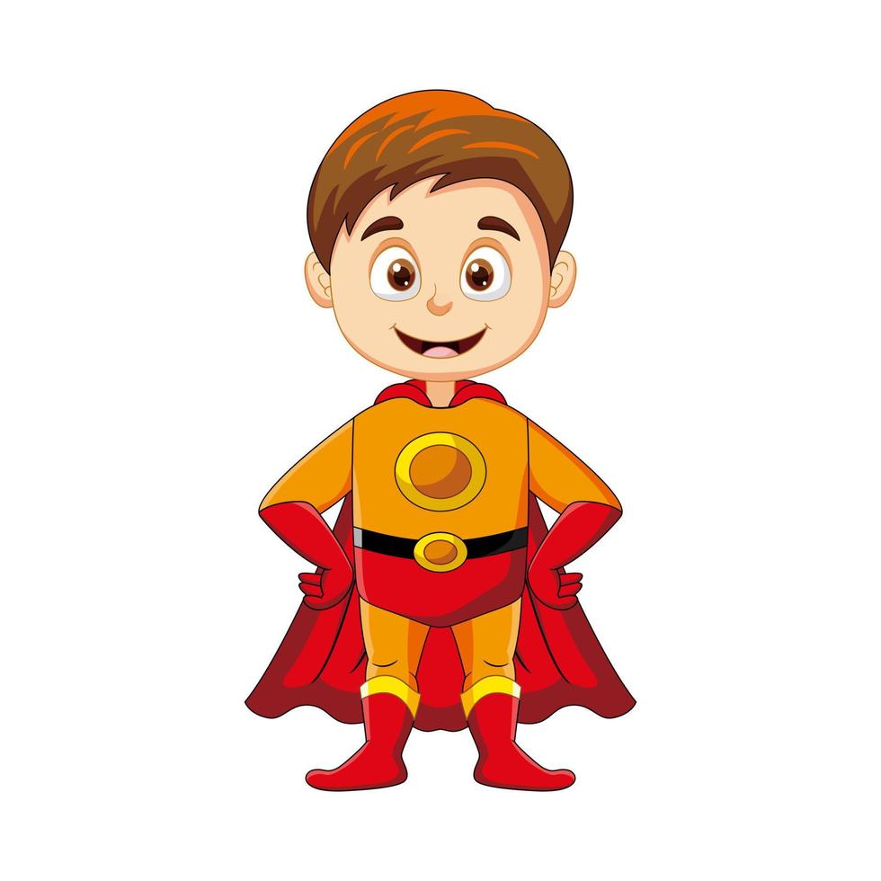 vector little boy in superhero costume