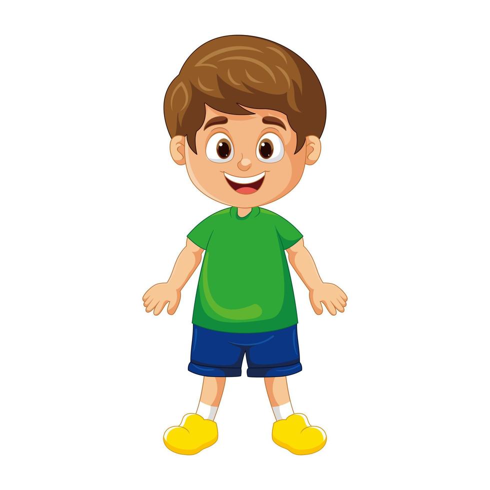 Vector cartoon little boy happy smiling standing