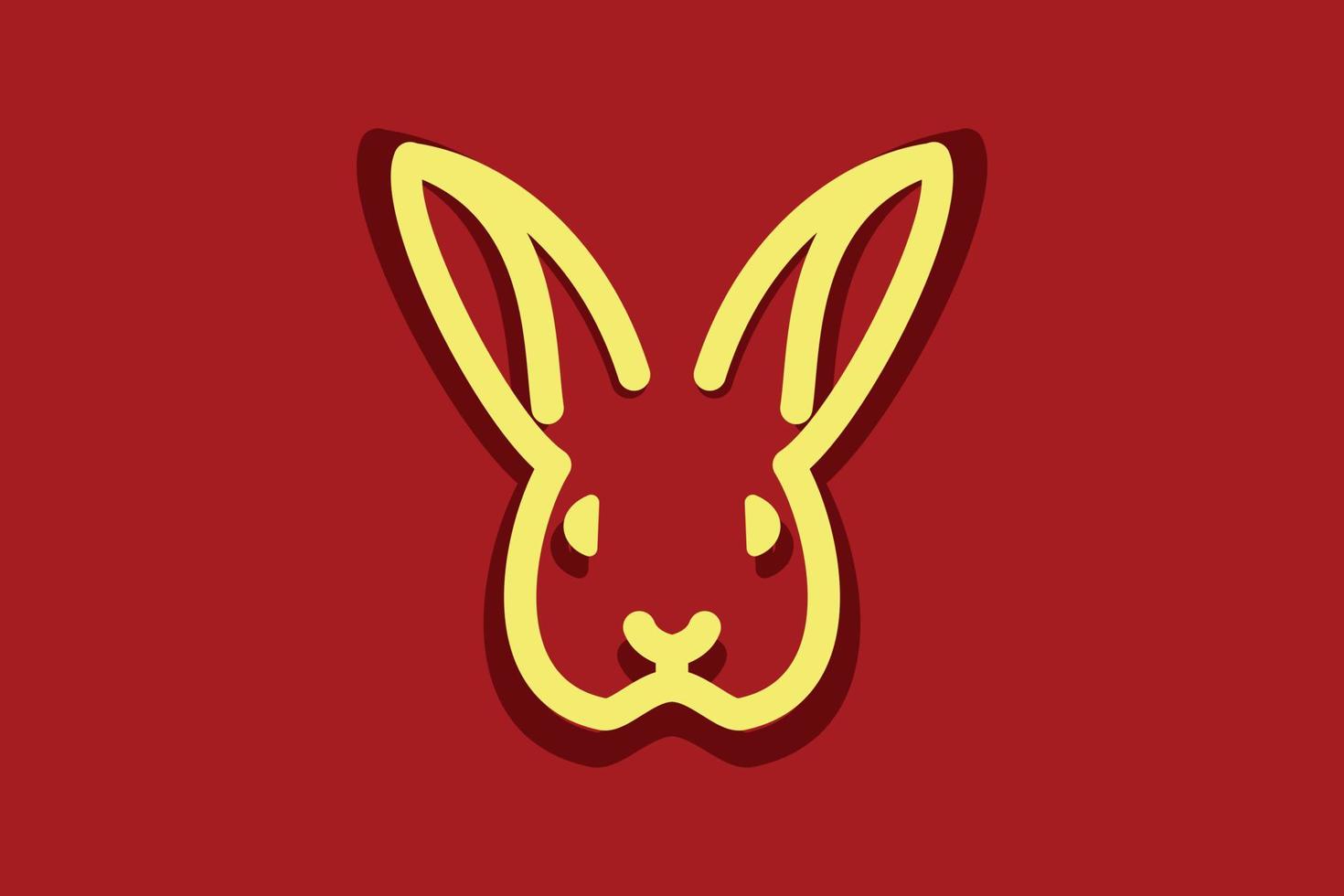 Simple rabbit icon drawing with red background, welcome the year of rabbit in Chinese calendar vector
