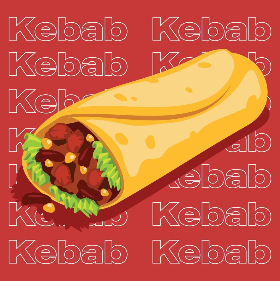 Vector illustration background fast food kebab icon symbol