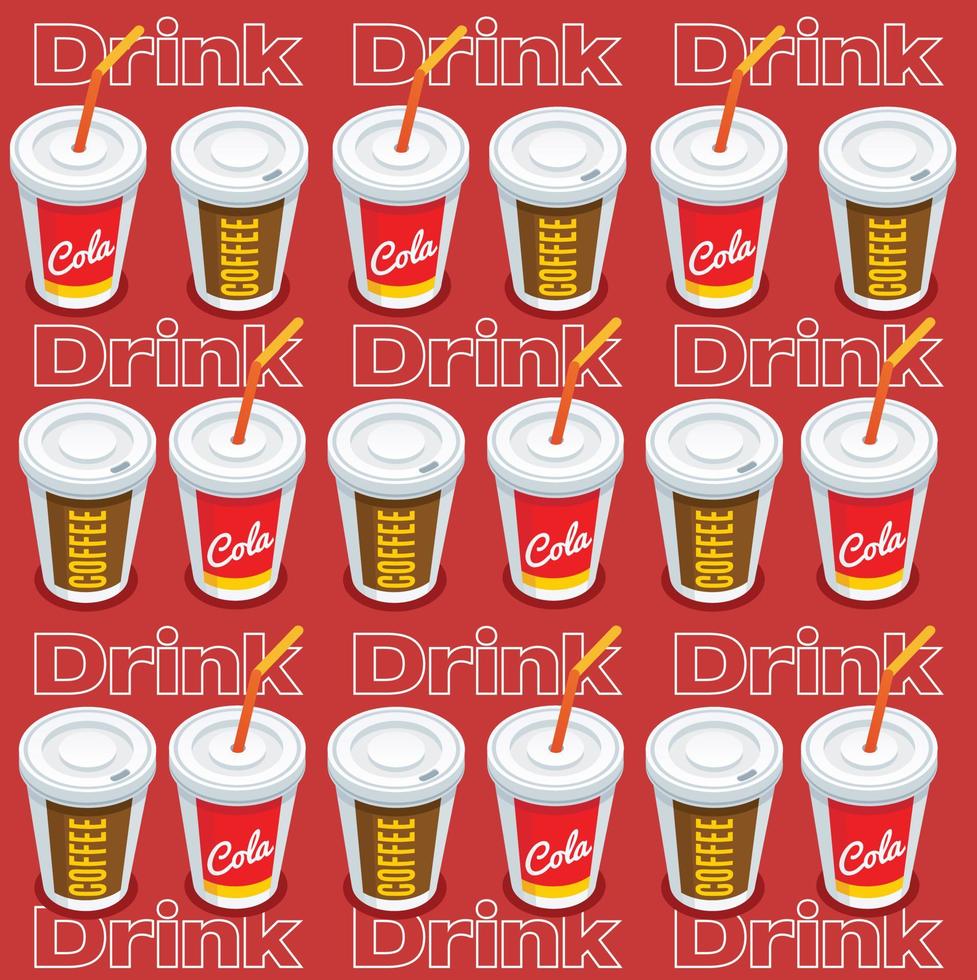Vector illustration background fast food soft drink coffee symbol