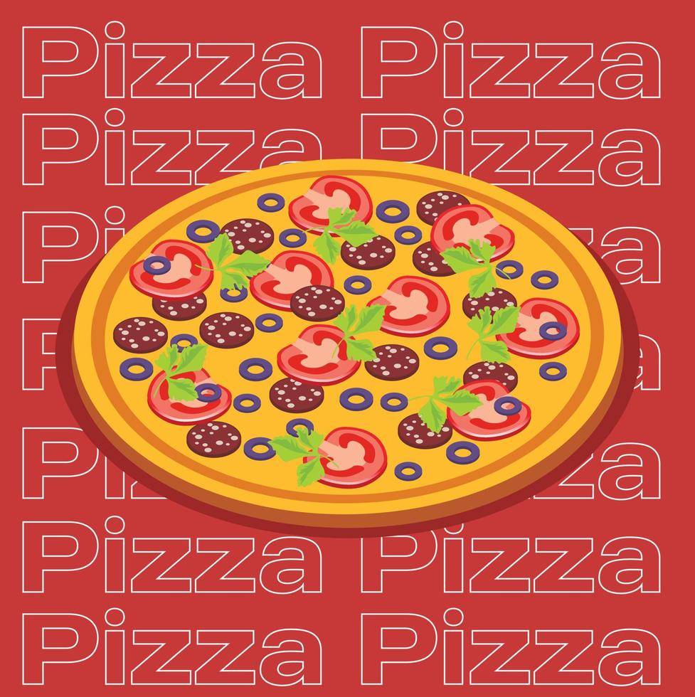 Vector illustration background fast food pizza icon symbol
