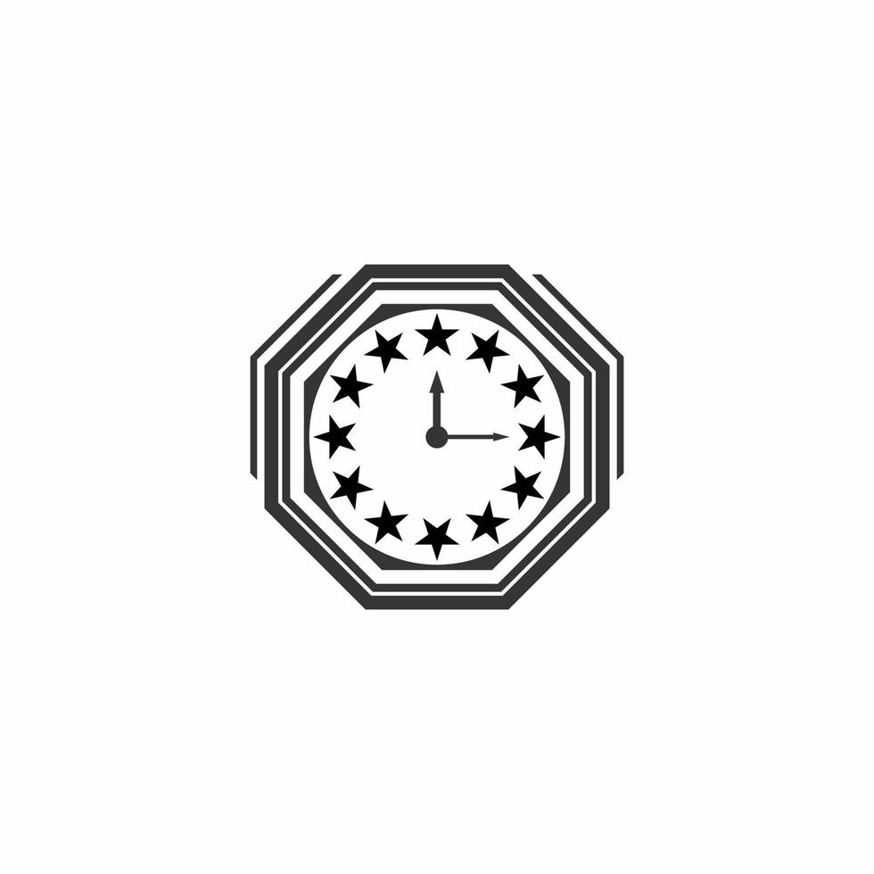 clock illustration logo in black color vector
