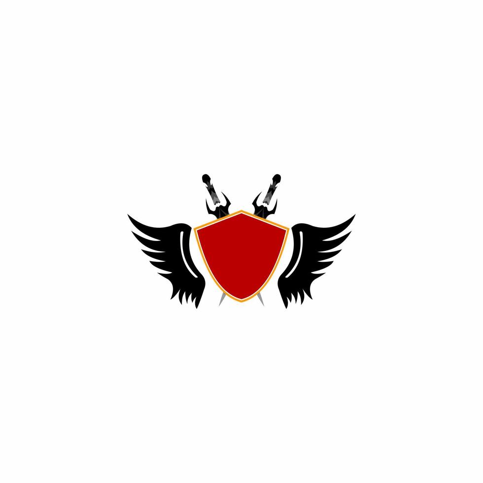 shield and wings logo illustration vector
