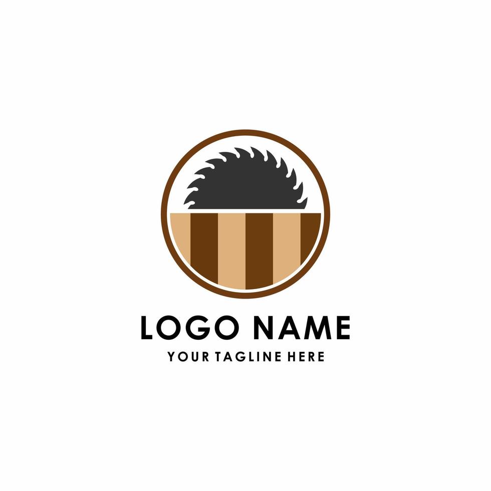 saw and wood illustration vector logo