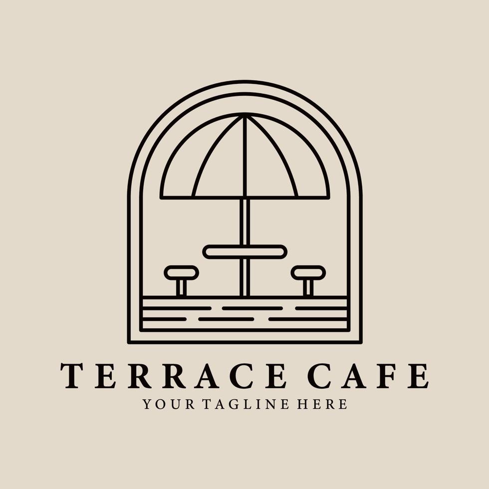 Terrace cafe art logo, icon with emblem and symbol, vector illustration design