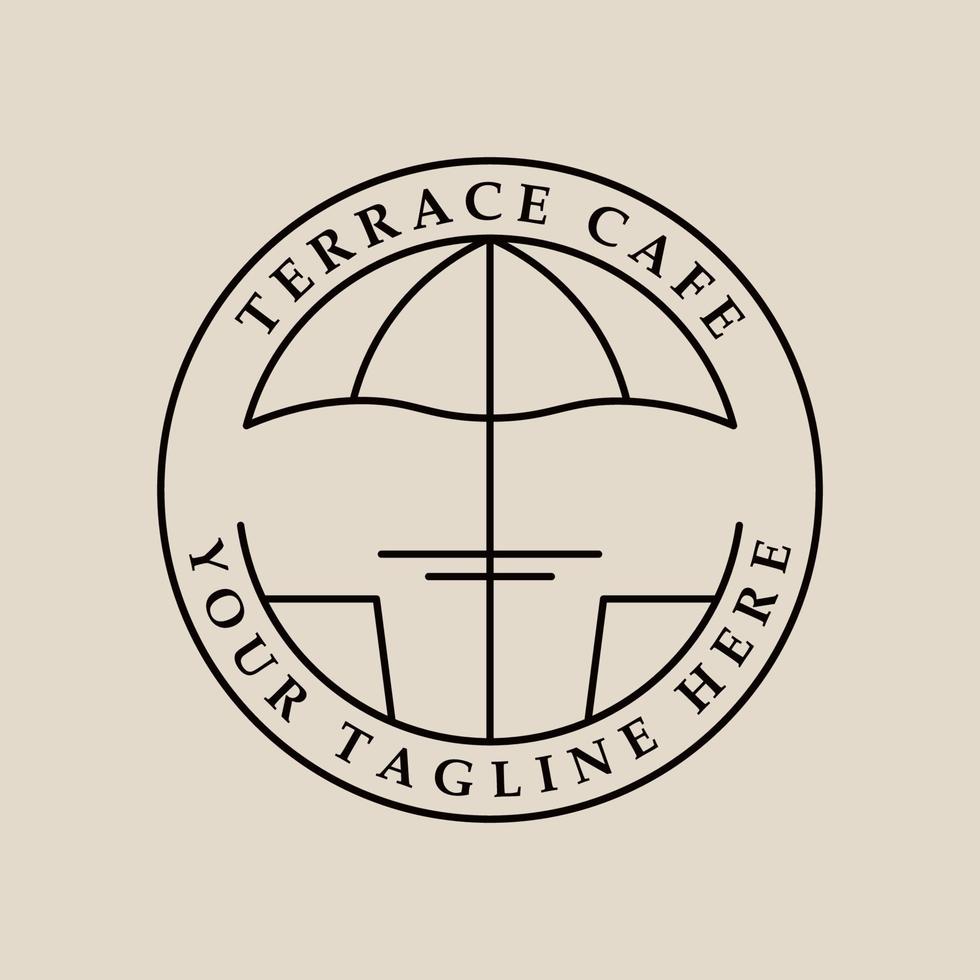 Terrace cafe art logo, icon with emblem and symbol, vector illustration design