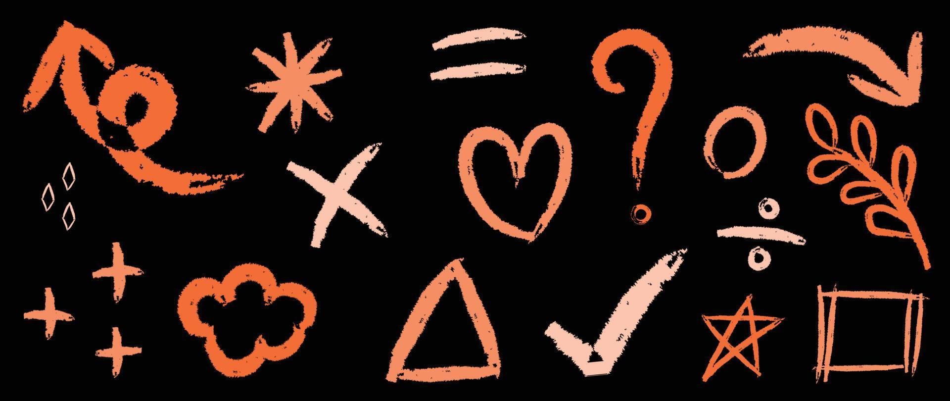 Set of hand paint doodle element vector illustration. Collection of