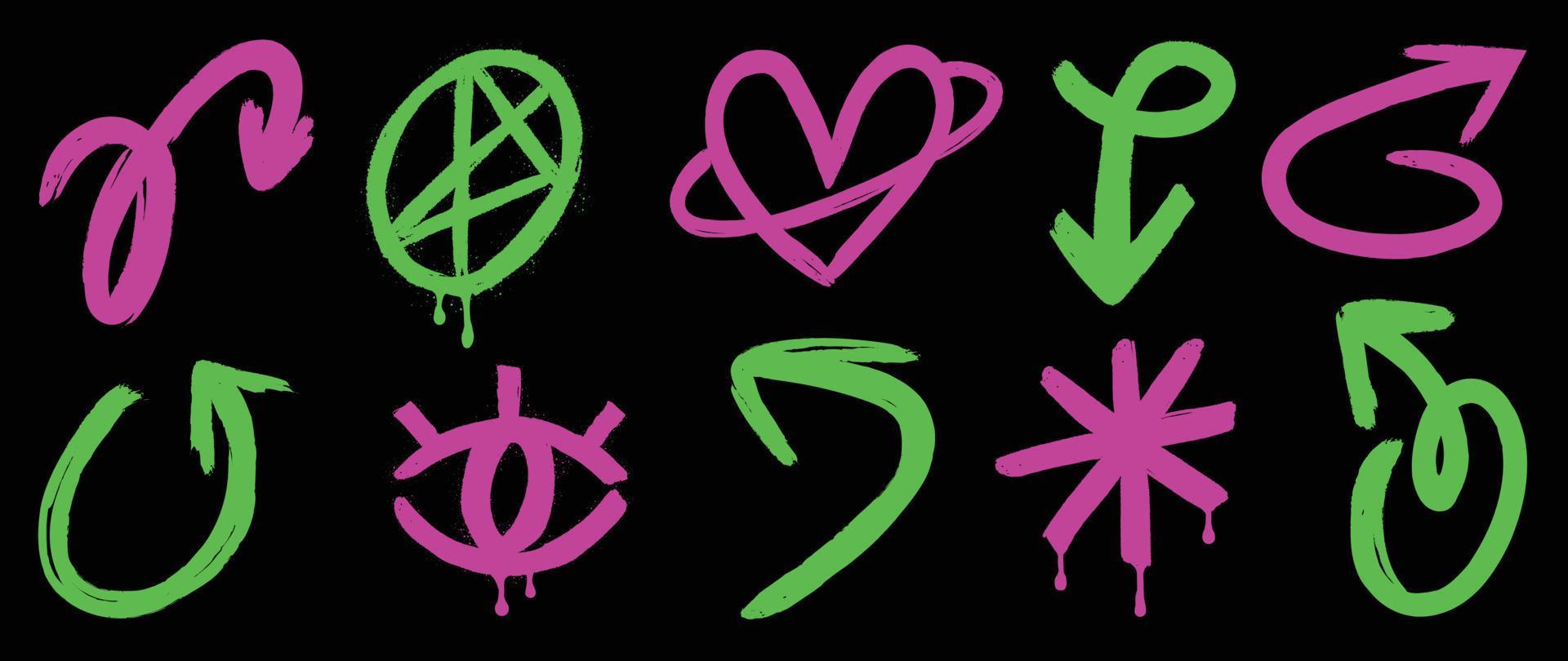 Set of hand paint doodle element vector illustration. Collection of