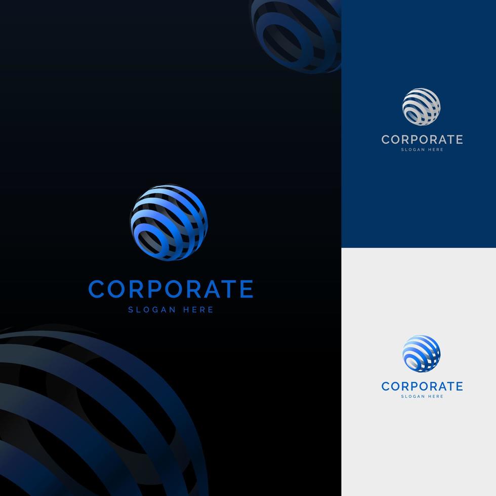 Logo Symbol Round Globe Corporate Abstract Style with Blue Color vector