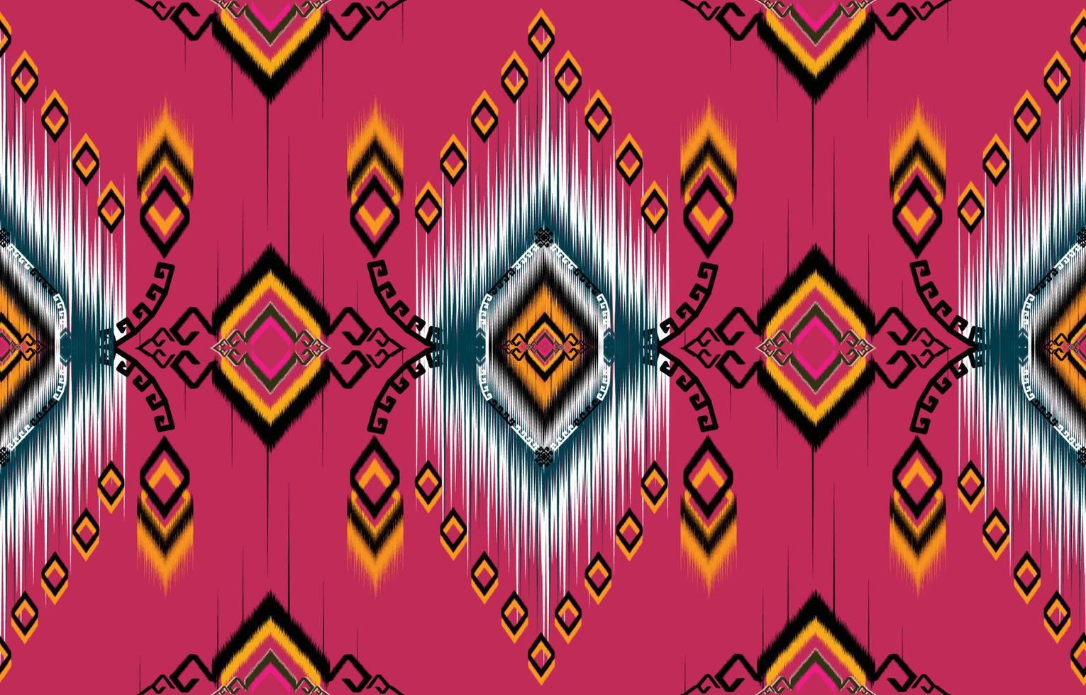 patrón de ikat. patrón étnico geométrico africano, americano, occidental, pakistán, asia, textil con motivos aztecas y bohemio. diseño para fondo, papel pintado, estampado de alfombras, tela, batik, azulejo. vector de Paisley ikat.