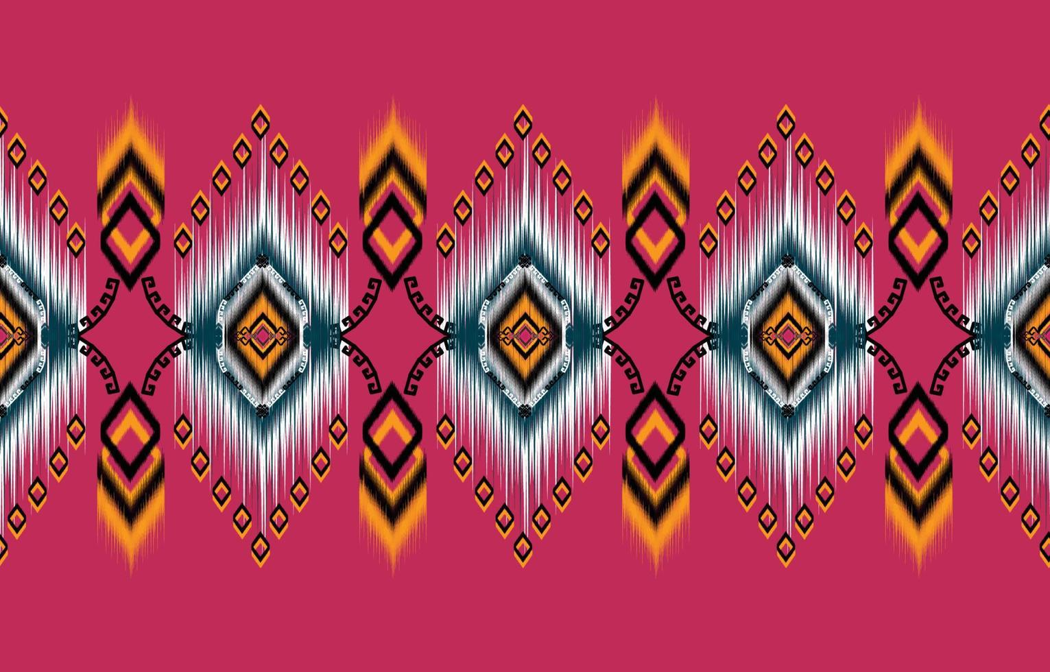 patrón de ikat. patrón étnico geométrico africano, americano, occidental, pakistán, asia, textil con motivos aztecas y bohemio. diseño para fondo, papel pintado, estampado de alfombras, tela, batik, azulejo. vector de Paisley ikat.