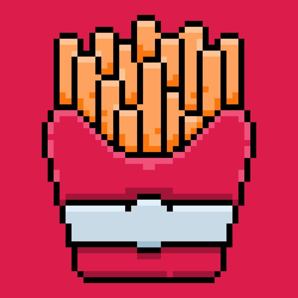 fries french, potato, gastronomy, food, crispy Pixel Art Style. Vector Icon Design Pixel Art. Illustration Pixel Art