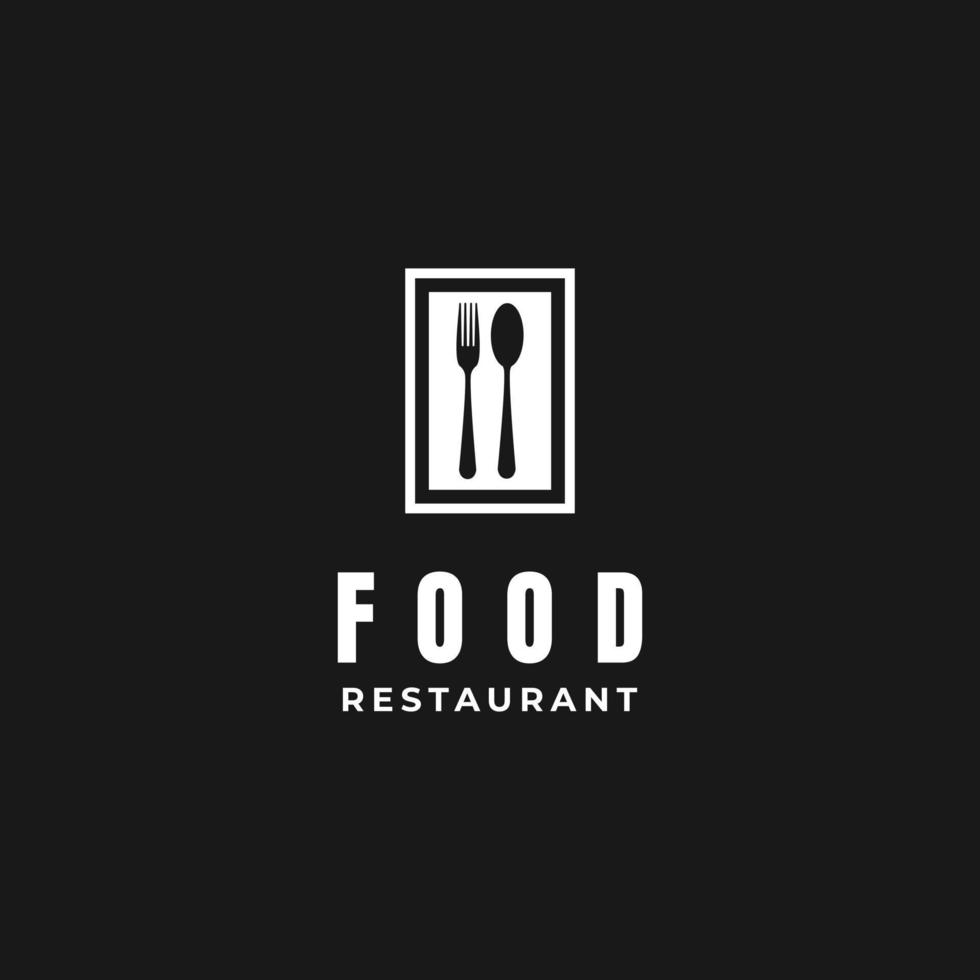 Spoon and Fork for Dining Restaurant logo design in the frame vector