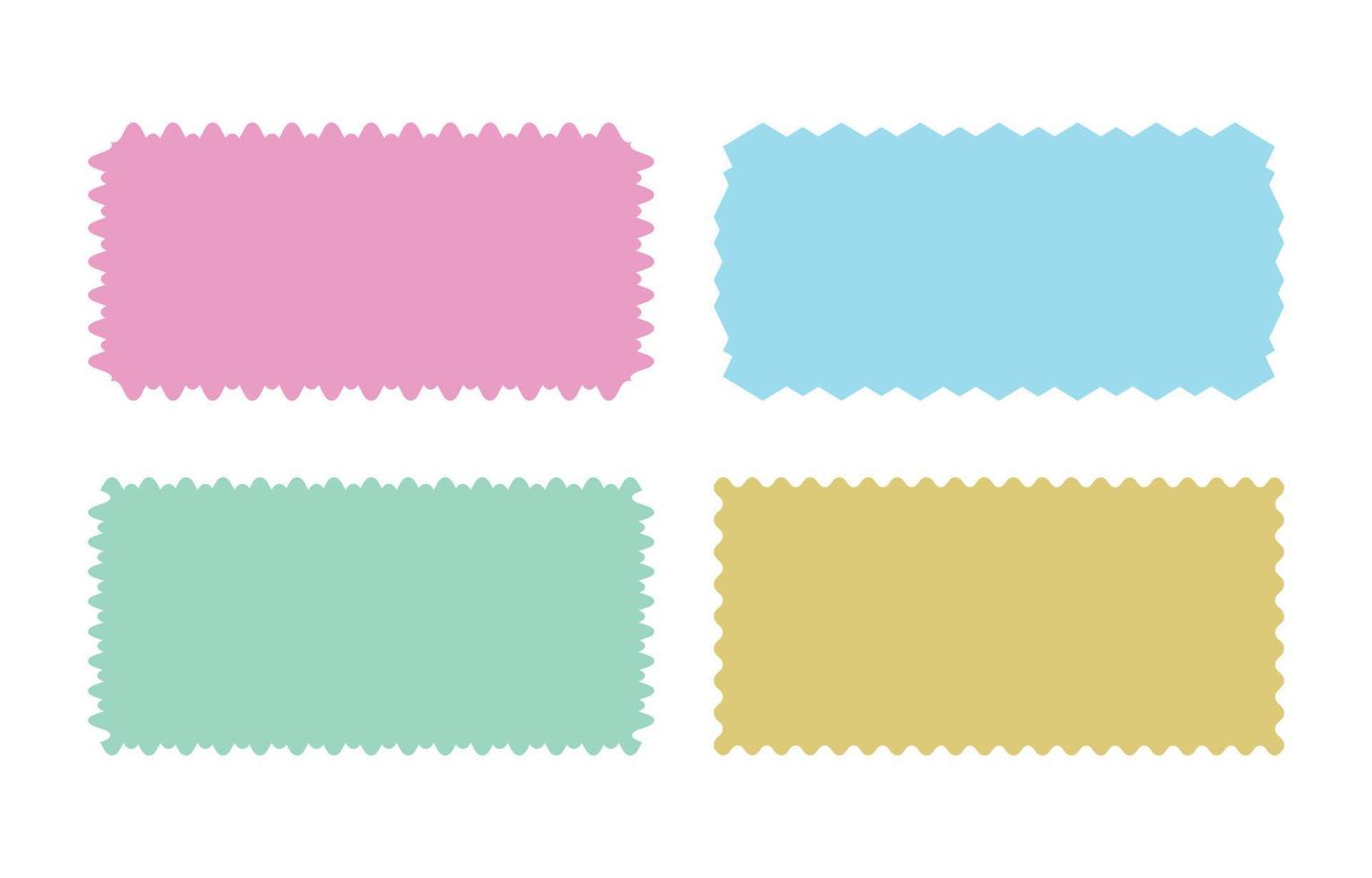 conjunto de marco de color vacío con decoración de arte de plantilla de estilo de sello postal. vector