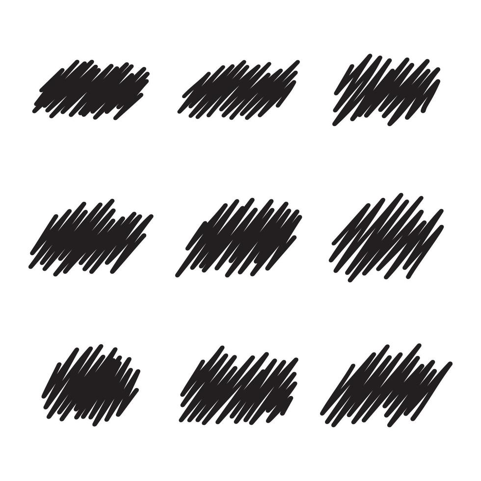 Juego de rotuladores dibujados a mano con contorno de garabatos artísticos negros. vector