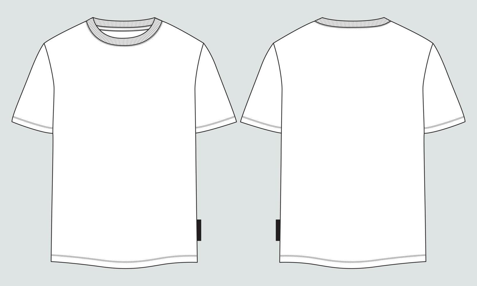 camiseta de manga larga con vista frontal y posterior de la plantilla de ilustración vectorial de boceto plano de moda técnica. vector