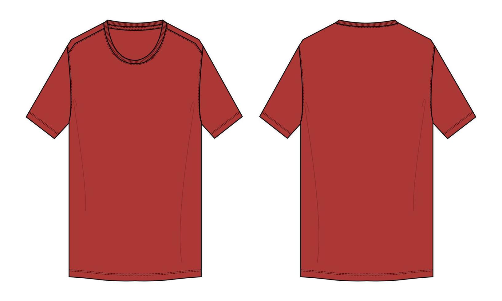 camiseta de manga larga con vista frontal y posterior de la plantilla de ilustración vectorial de boceto plano de moda técnica. vector