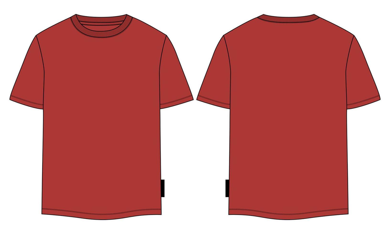 camiseta de manga larga con vista frontal y posterior de la plantilla de ilustración vectorial de boceto plano de moda técnica. vector