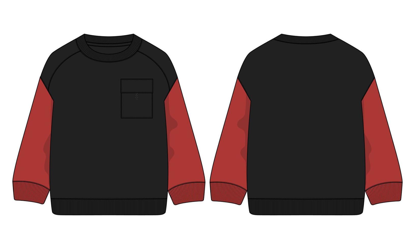 Long sleeve Sweatshirt technical fashion flat sketch vector illustration template front and back views