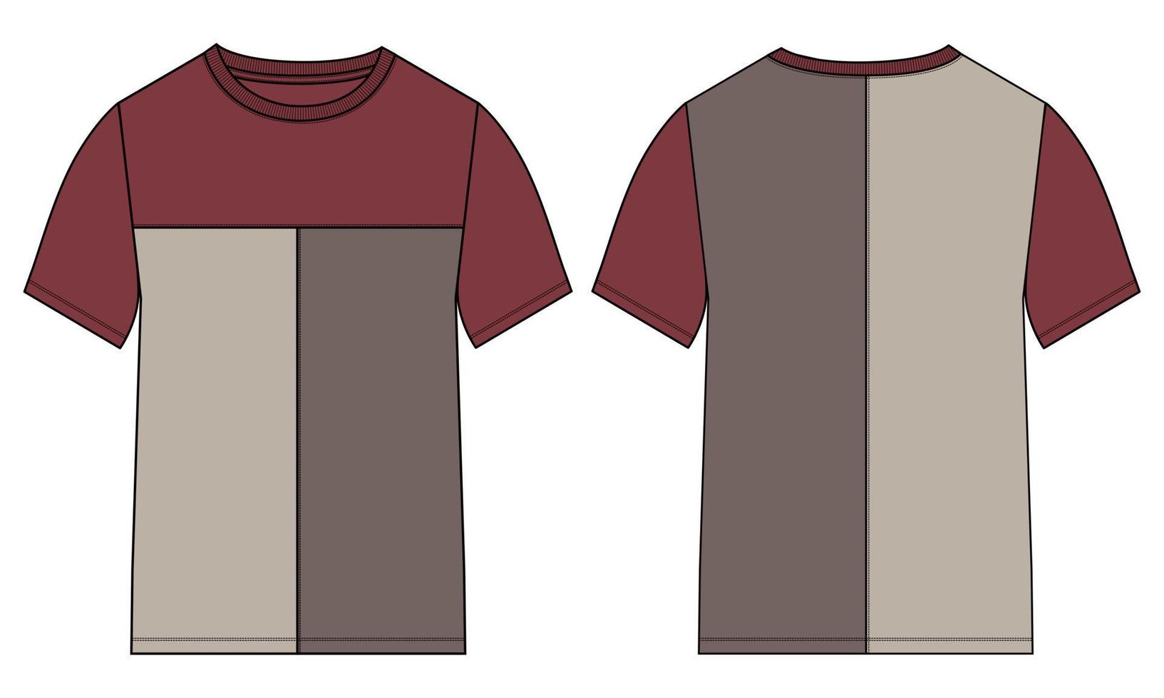 Long sleeve T shirt with technical fashion flat sketch vector Illustration template front and back views.