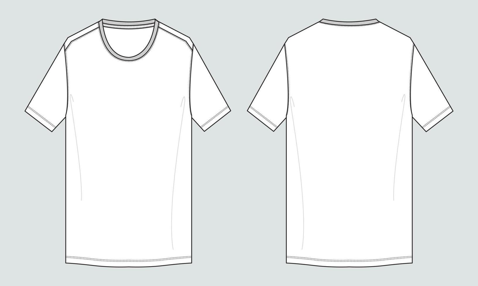 Short sleeve T shirt technical fashion flat sketch vector illustration ...