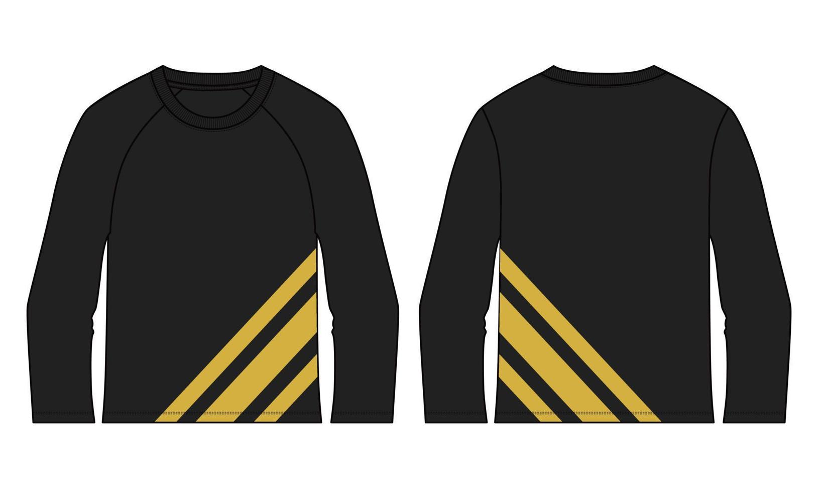Long sleeve T shirt technical fashion flat sketch vector illustration template front and back views