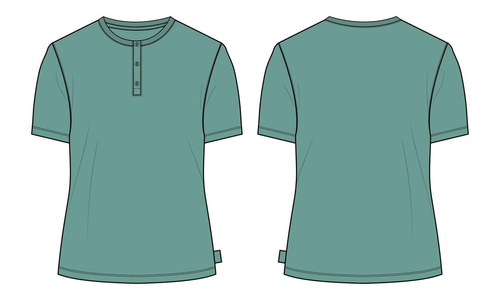 Long sleeve T shirt with technical fashion flat sketch vector Illustration template front and back views.