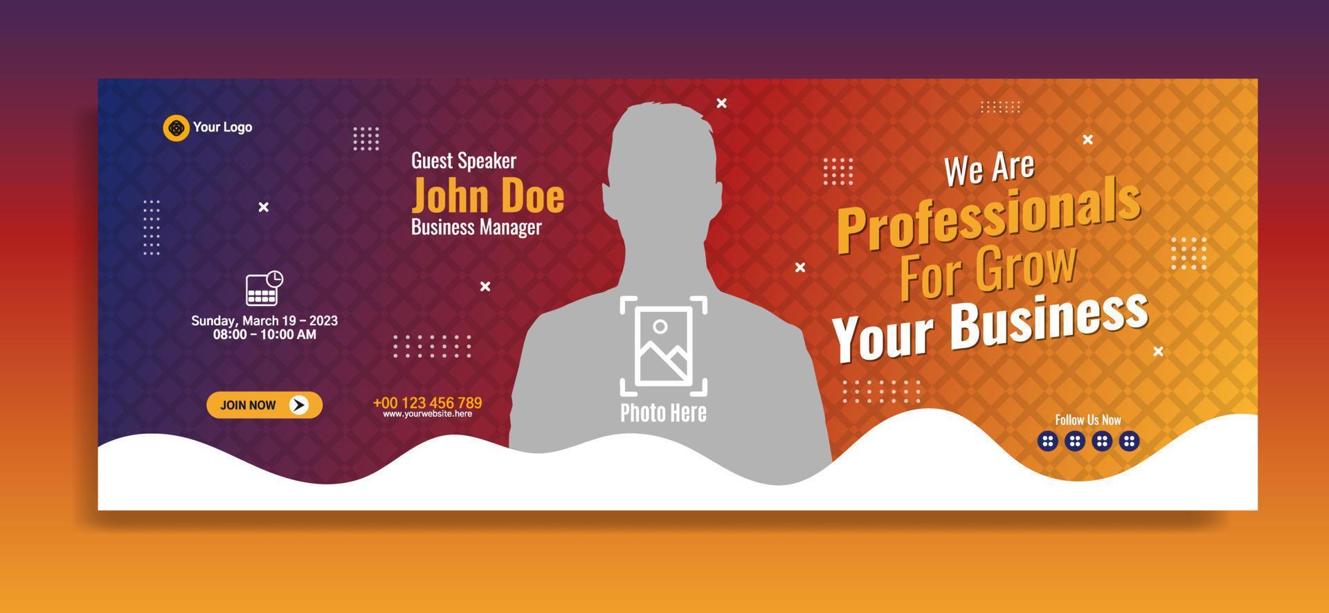 Business webinar horizontal banner template design. Very suitable for online class programs, marketing, etc. vector