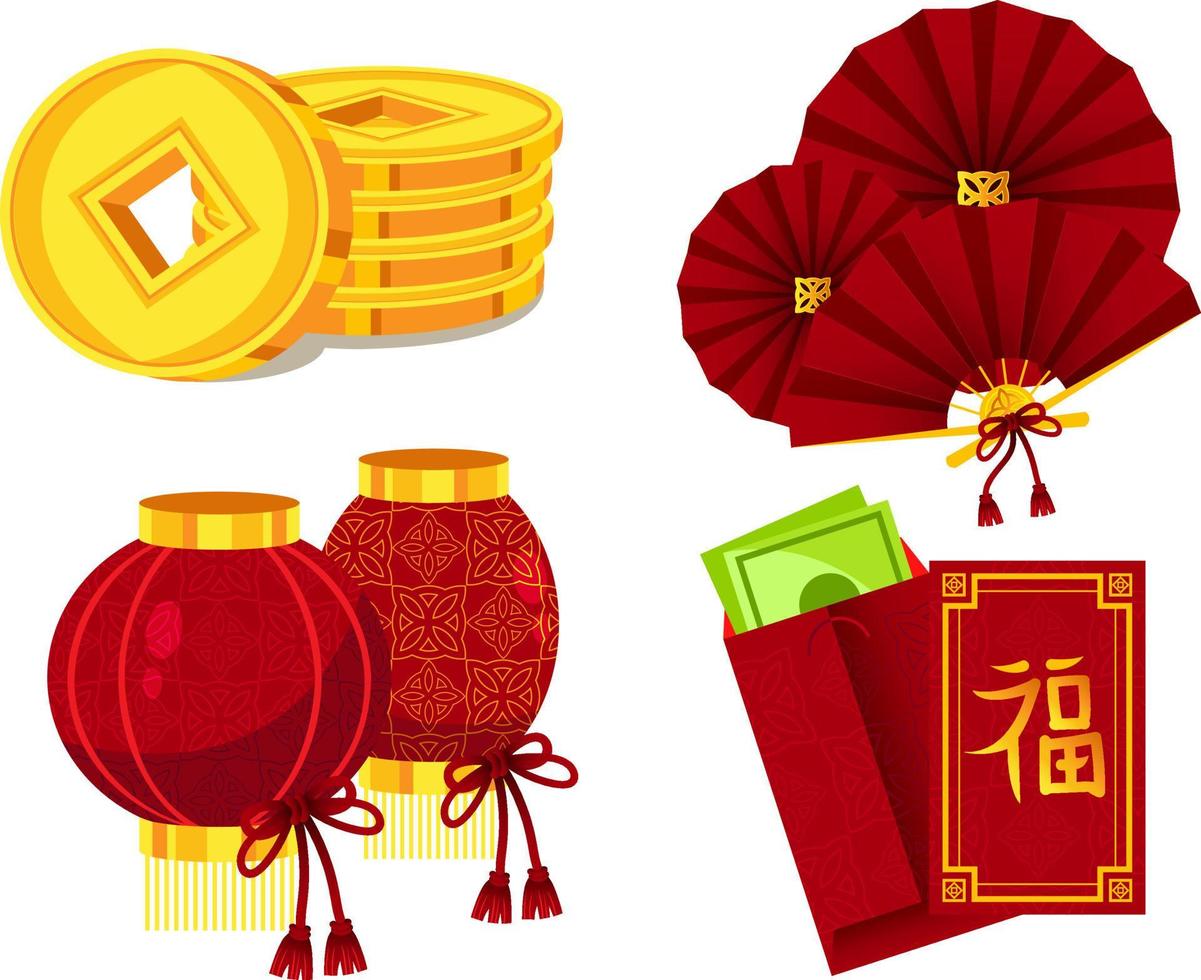 chinese element symbol ornament vector set