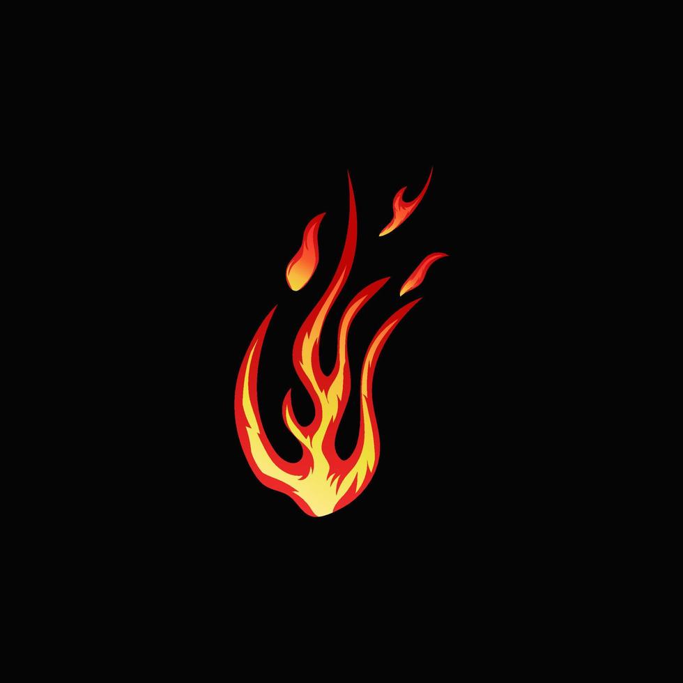 ilustración de fuego dibujada a mano sobre fondo negro para el diseño de elementos. silueta de llamas para elemento de diseño. vector