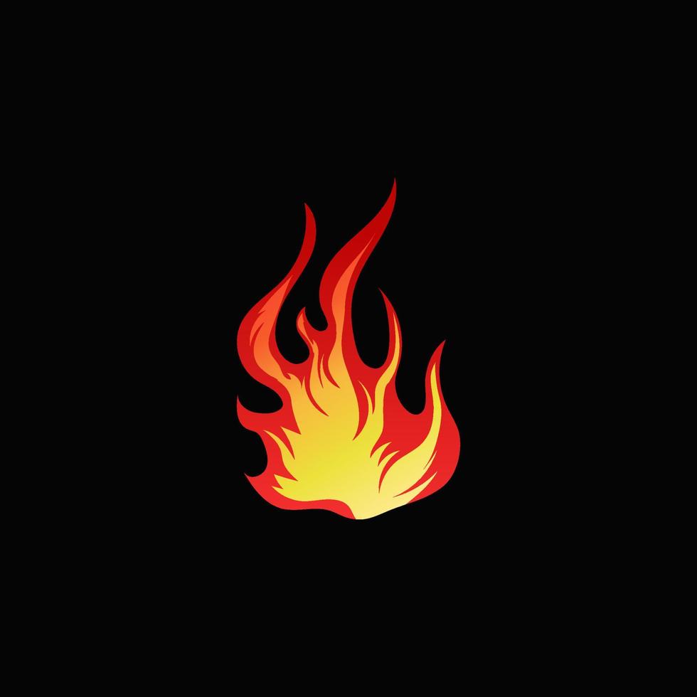 ilustración de fuego dibujada a mano sobre fondo negro para el diseño de elementos. silueta de llamas para elemento de diseño. vector