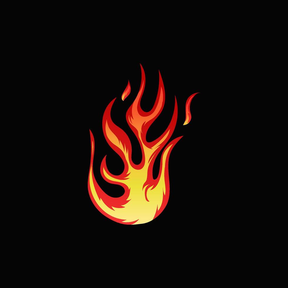 ilustración de fuego dibujada a mano sobre fondo negro para el diseño de elementos. silueta de llamas para elemento de diseño. vector