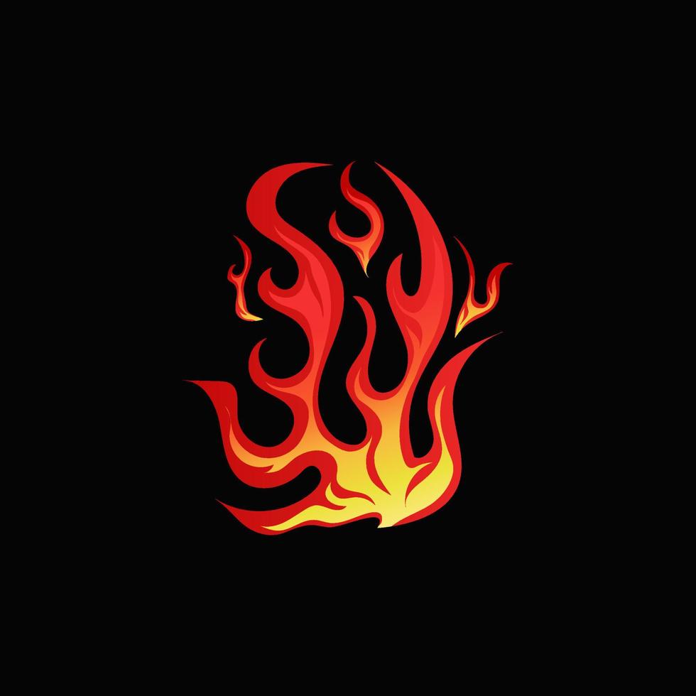 ilustración de fuego dibujada a mano sobre fondo negro para el diseño de elementos. silueta de llamas para elemento de diseño. vector