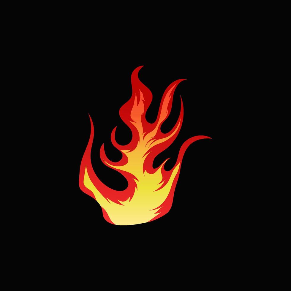 ilustración de fuego dibujada a mano sobre fondo negro para el diseño de elementos. silueta de llamas para elemento de diseño. vector