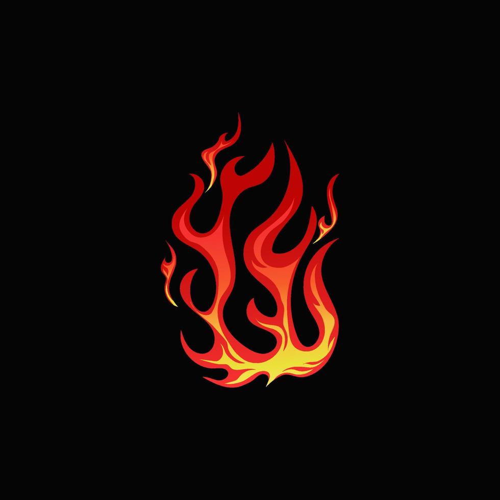 ilustración de fuego dibujada a mano sobre fondo negro para el diseño de elementos. silueta de llamas para elemento de diseño. vector