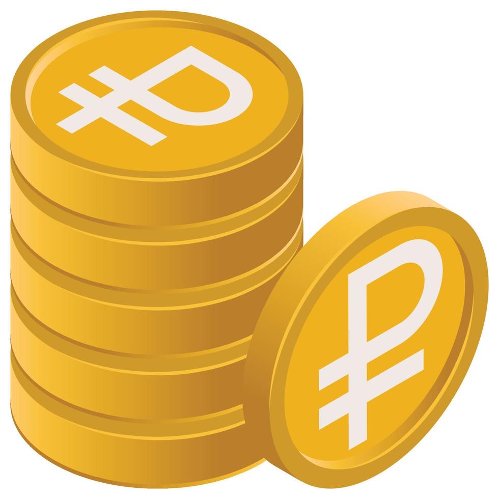 Ruble coins - Isometric 3d illustration. vector