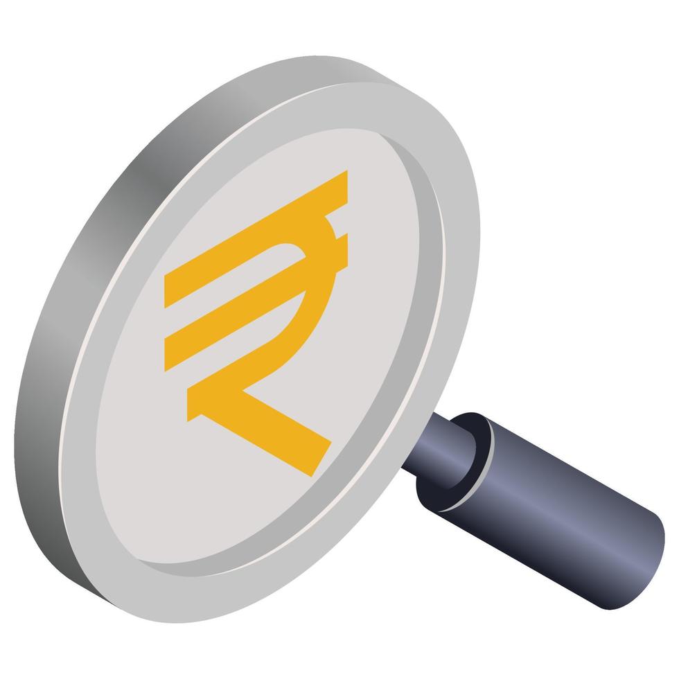 Search rupee - Isometric 3d illustration. vector