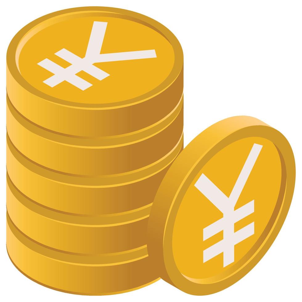 Yen coins - Isometric 3d illustration. vector