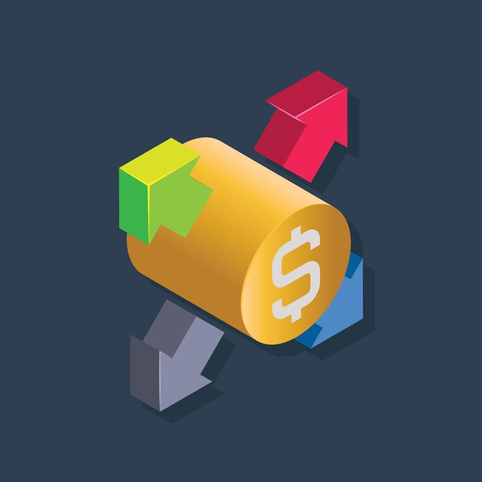 Money sharing - Isometric 3D illustration. vector