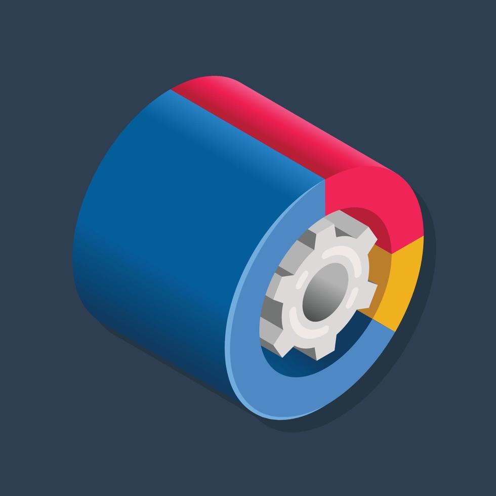 Pie chart - Isometric 3D illustration. vector